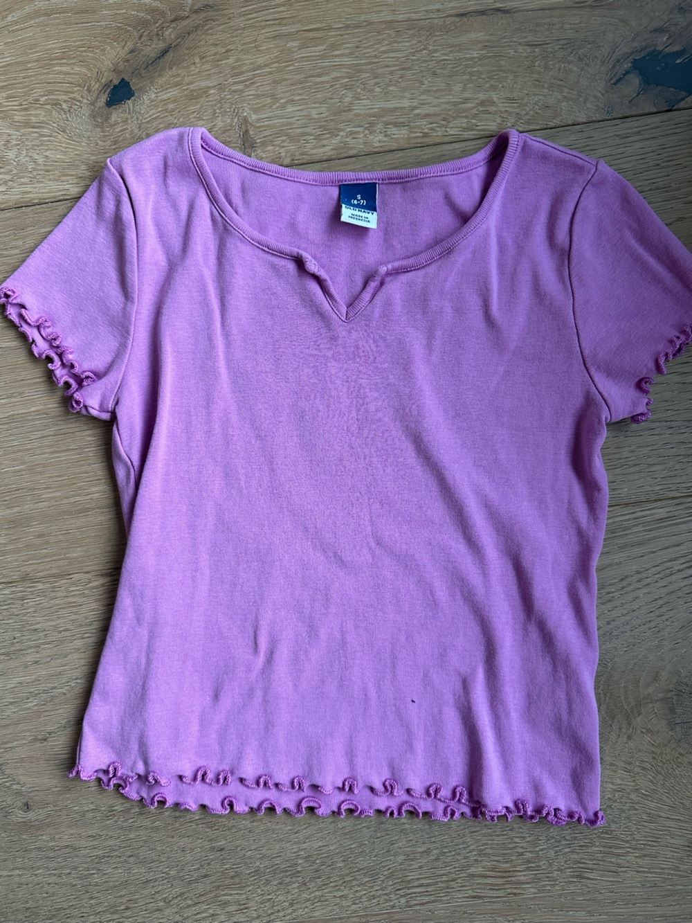 Old Navy Lettuce-Edge Short Sleeve Tee Girls' Purple S